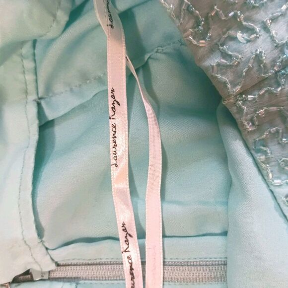 Vintage Lawrence Kazer Teal Aqua Beaded Silk Midi Skirt Sz S 80s 90s Eveningwear - Picture 14 of 16